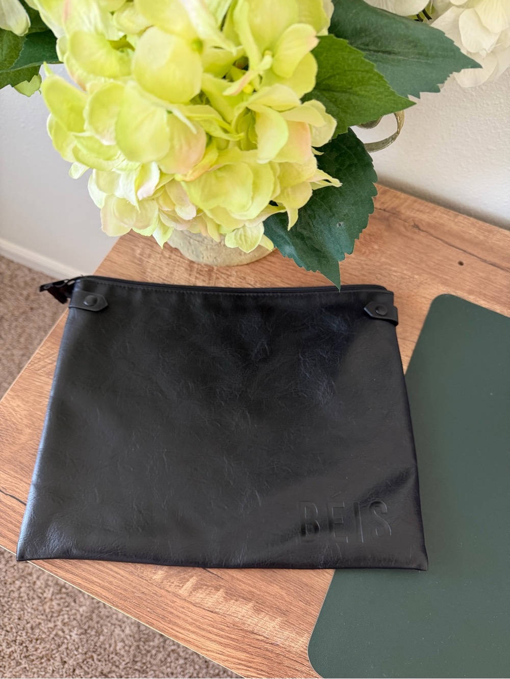 BEIS Black Leather Laptop Sleeve Pouch